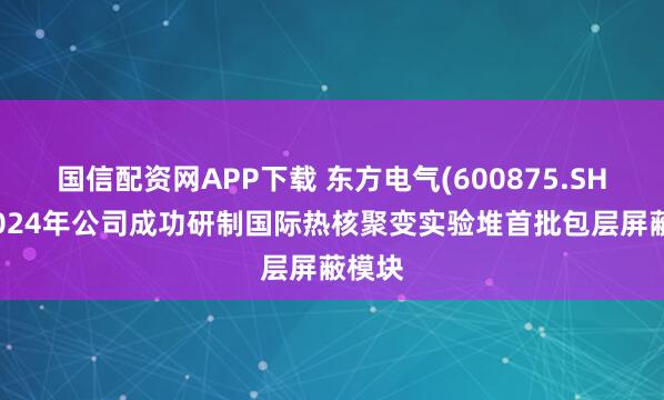 国信配资网APP下载 东方电气(600875.SH)：2024年公司成功研制国际热核聚变实验堆首批包层屏蔽模块
