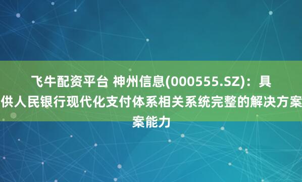 飞牛配资平台 神州信息(000555.SZ)：具备提供人民银行现代化支付体系相关系统完整的解决方案能力