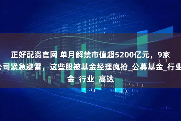 正好配资官网 单月解禁市值超5200亿元，9家上市公司紧急避雷，这些股被基金经理疯抢_公募基金_行业_高达